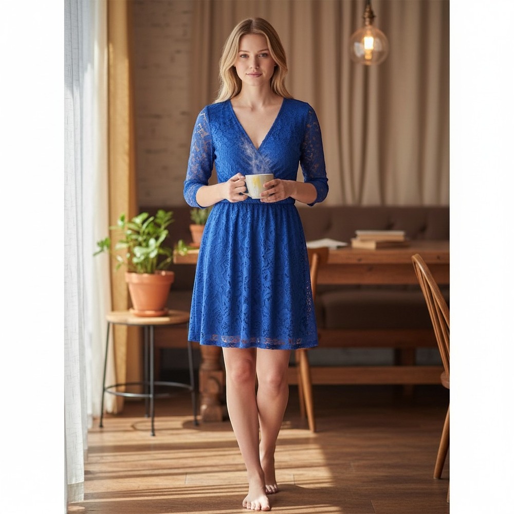 TEEN PLO LACE ROYAL BLUE DRESS, NWOT FIT & FLARE, SKATER DRESS/ #3109